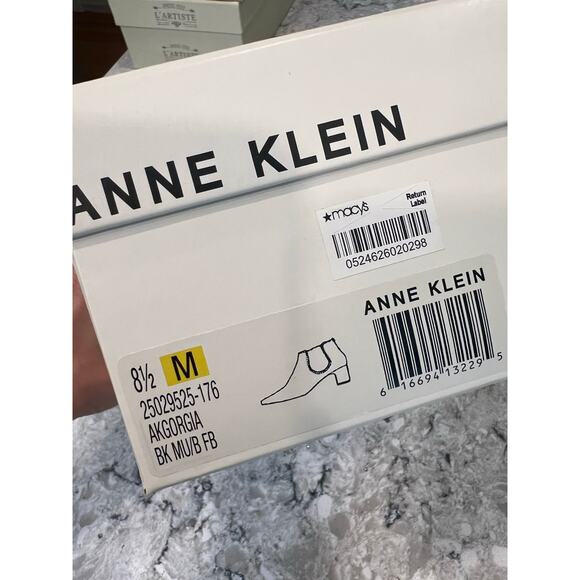 Anne Klein Gorgia Floral Ankle Booties w Block Heels Black Silver Size 8.5 M JL - Picture 8 of 9